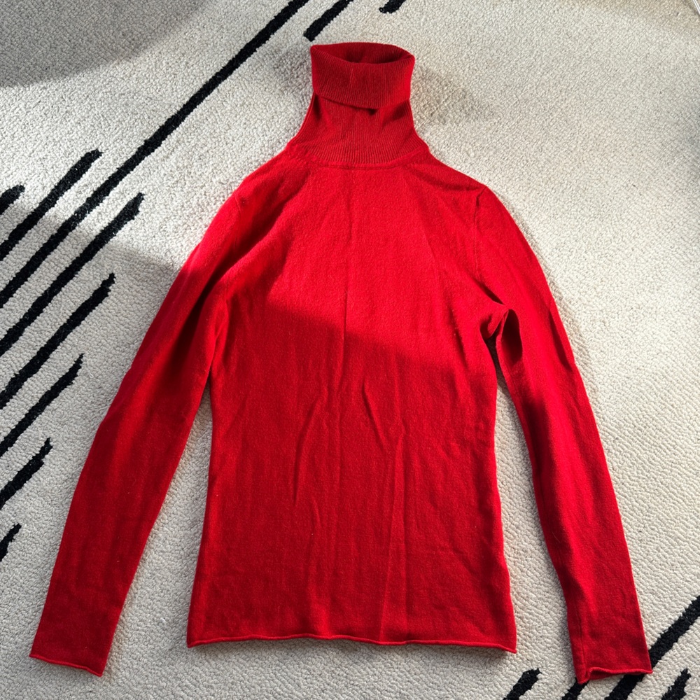 J.Crew Red Cashmere Turtleneck Sweater
